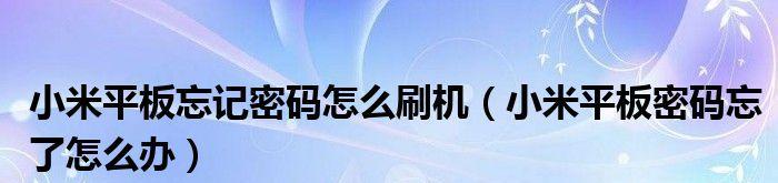 如何解决平板忘记密码问题？（有效应对平板密码遗忘，保护个人数据安全）